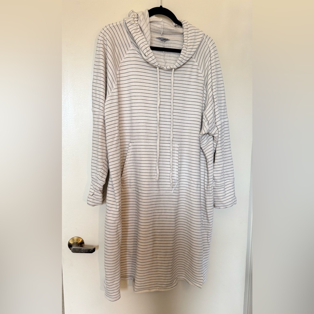 Caslon French Terry Hooded Stripe Dress with Kangaroo Pocket in Size 3X - Picture 3 of 12